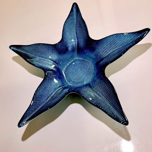 Large Vintage Akcam Turkish Decorative Art Glass Star Shaped Centerpiece Bowl - Picture 2 of 14